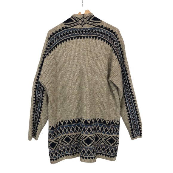 Lucky Brand Southwestern Aztec Knit Open Front Chunky Cardigan Sweater Size XL - Picture 6 of 12